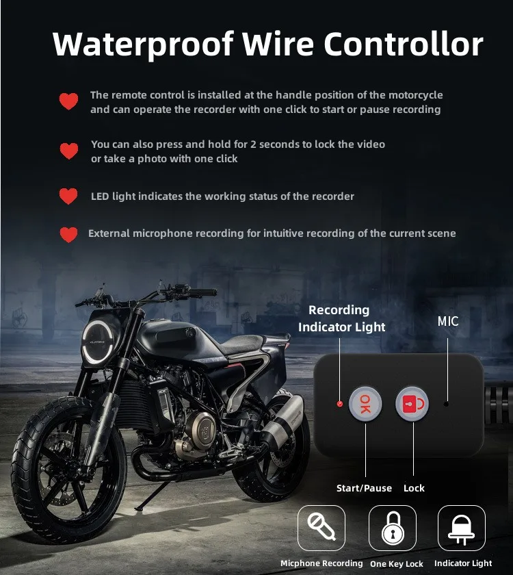 3 Inch 720P Motorcycle Camera Waterproof Motorcycle Dashcam Front & Rear  Camera Night Vision Moto Video Recorder Motorcycle DVR - AliExpress