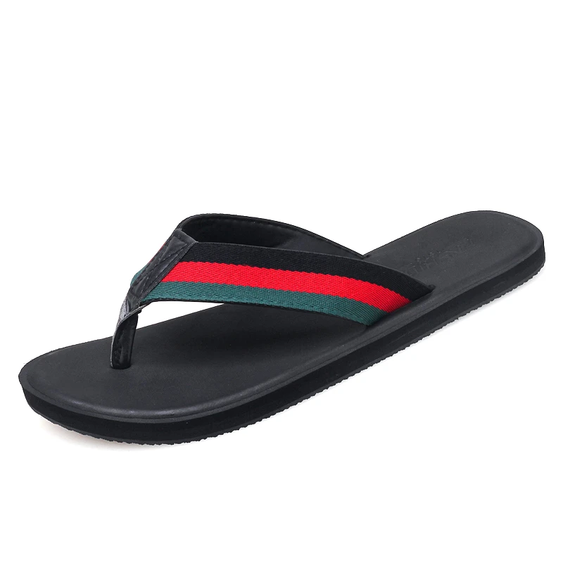 

2024 New Men Slippers Outside Beach Flat Flip-flop Summer Casual Slippers Indoor Home Male Anti-slip Shoes Thong Sandals Black