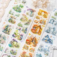 1roll Washi Tape Four Seasons Scenery Beautiful Day Fairy Cabin Forest Scrapbook DIY Decorative Washi Paper Sticker 1
