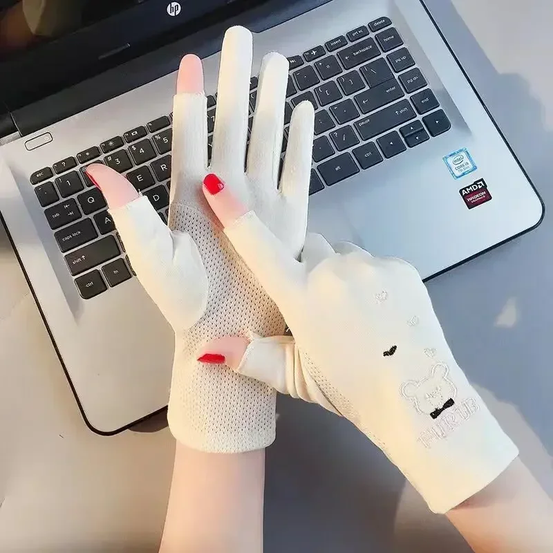 Ultra-Thin Elasticity Tulle Mesh Gloves Elegant Women Sexy Black Sunscreen Gloves Female Anti-UV Driving Car