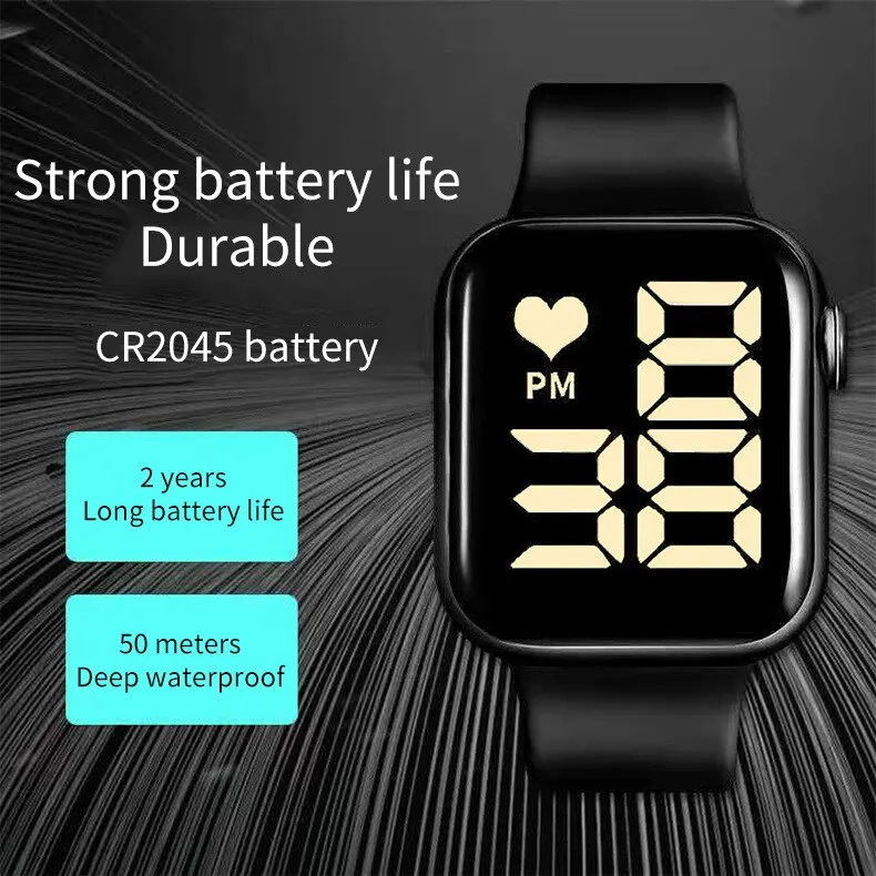 Love Watch LED Electronic Fashion Simple Square Touch Swimming Waterproof Childrens Bracelet