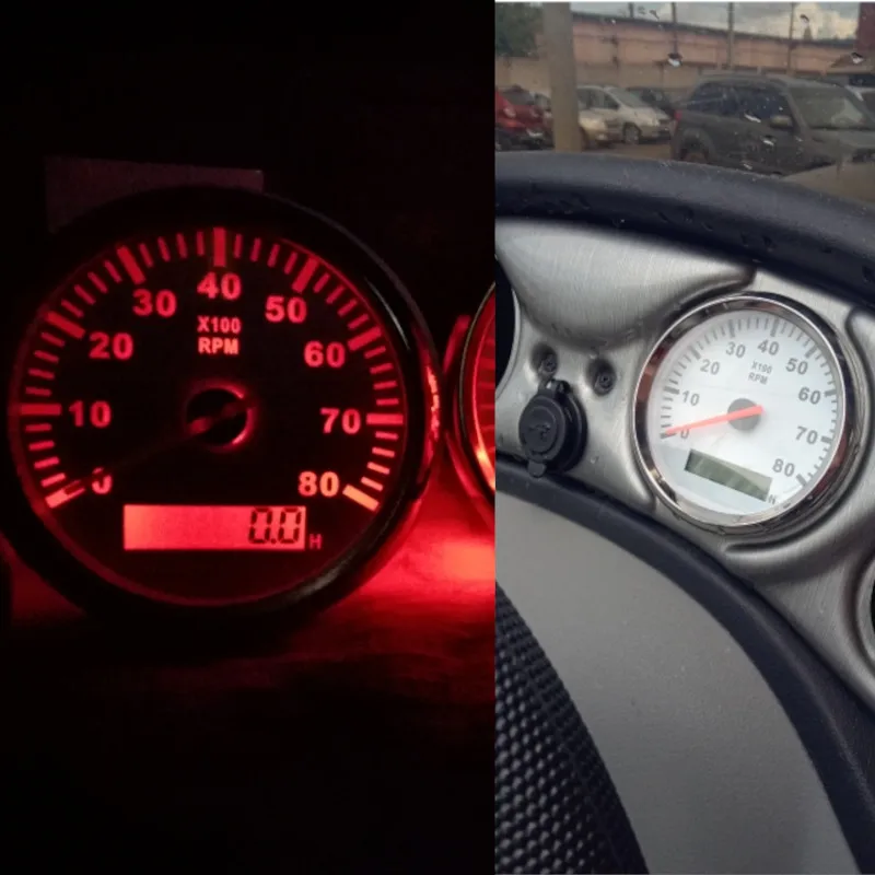 Custom Universal 85mm Boat Tachometer Marine Tacho Meter Gauge LCD Hourmeter 6000RPM 8000RPM Meter for Car tacometro Toerenteller tachometer gauge engine tachometer tachometer meter engine hour meter
