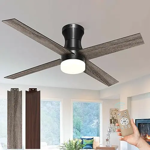 

Inch Flush Mount Ceiling Fans with 3 Lights and Remote Control,Low Profile Modern ,4 Blades,6 Speed,for Dining, Living Room and