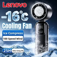 Ventilateur portable Lenovo Ice Cooling à 100 vitesses, turbo, USB, pliable/suspendable pour extérieur, rafraîchissement rapide, compresse de glace 1
