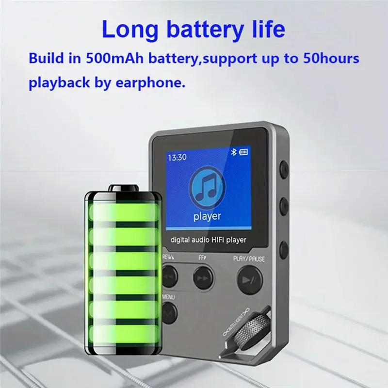-[A51I 디지털]C5 8GB 무손실 블루투스 MP3 음악 플레이어, 아연 합금 본체, 회전식 컨트롤, 무선 연결,