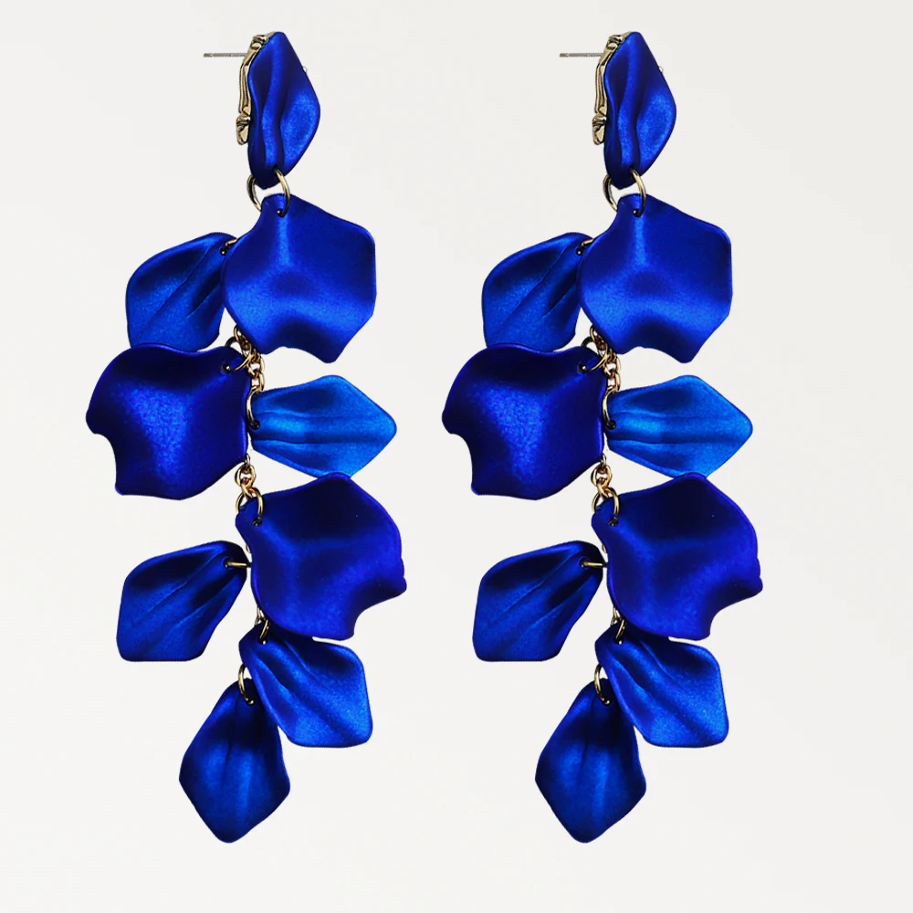 Dark Blue Series Long Dangle Drop Earrings For Women 2024 Trend Luxury Flower Geometric Acrylic Crystal Vintage Charm Jewelry