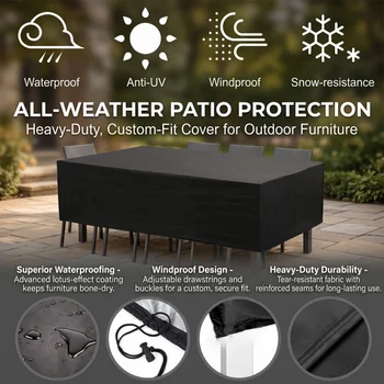 143 Size Garden Furniture Cover, Outdoor Chair Sofa Table Cover, All-Weather Waterproof for Rain Snow Sun 1