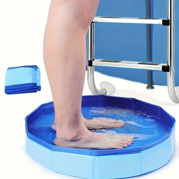 Portable PVC foldable foot bath suitable for ground level pool entrances, ideal for pool foot cleaning and pool accessories 1