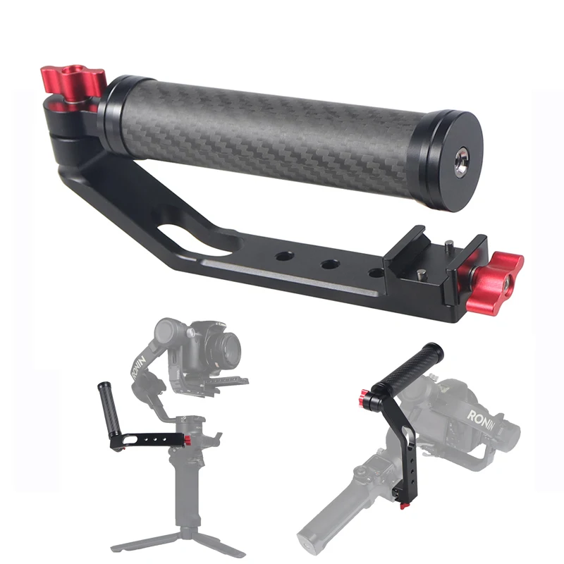 Kohlefaser Verstellbarer Seitengriff mit Klemme und Verschluss für DJI Ronin RS4 RS3 RS2 Pro Handheld Gimbal L-Halterung – Detail 1