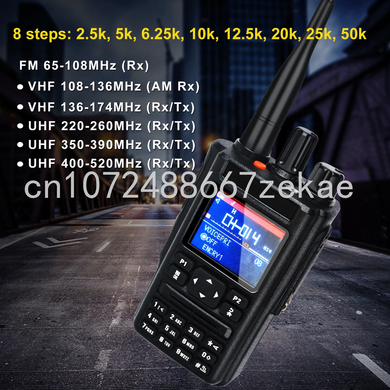 

6 Bands With GPS Bluetooth Air Band UV 220-260MHz 350-390MHz 136-174MHz 400-520MHz Scrambler FM VOX DTMF Walkie Talkie