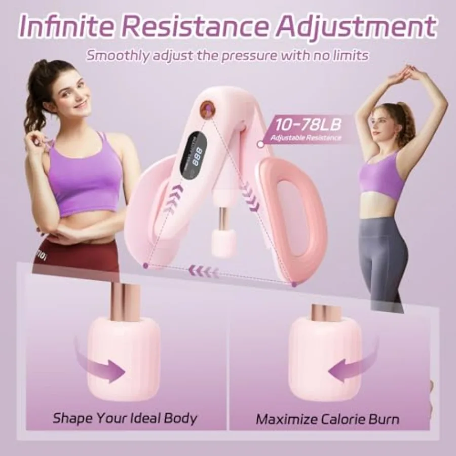 Thigh Master 2026 Upgraded, 10-78LB Thigh Master Thigh Exerciser, LED Inner Thigh Exerciser, 360° Pelvic Floor Exercise Devices,