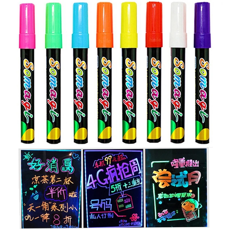 12pcs Colored Art Marker Pen,Liquid Ink Neon Pens,for Flashing LED