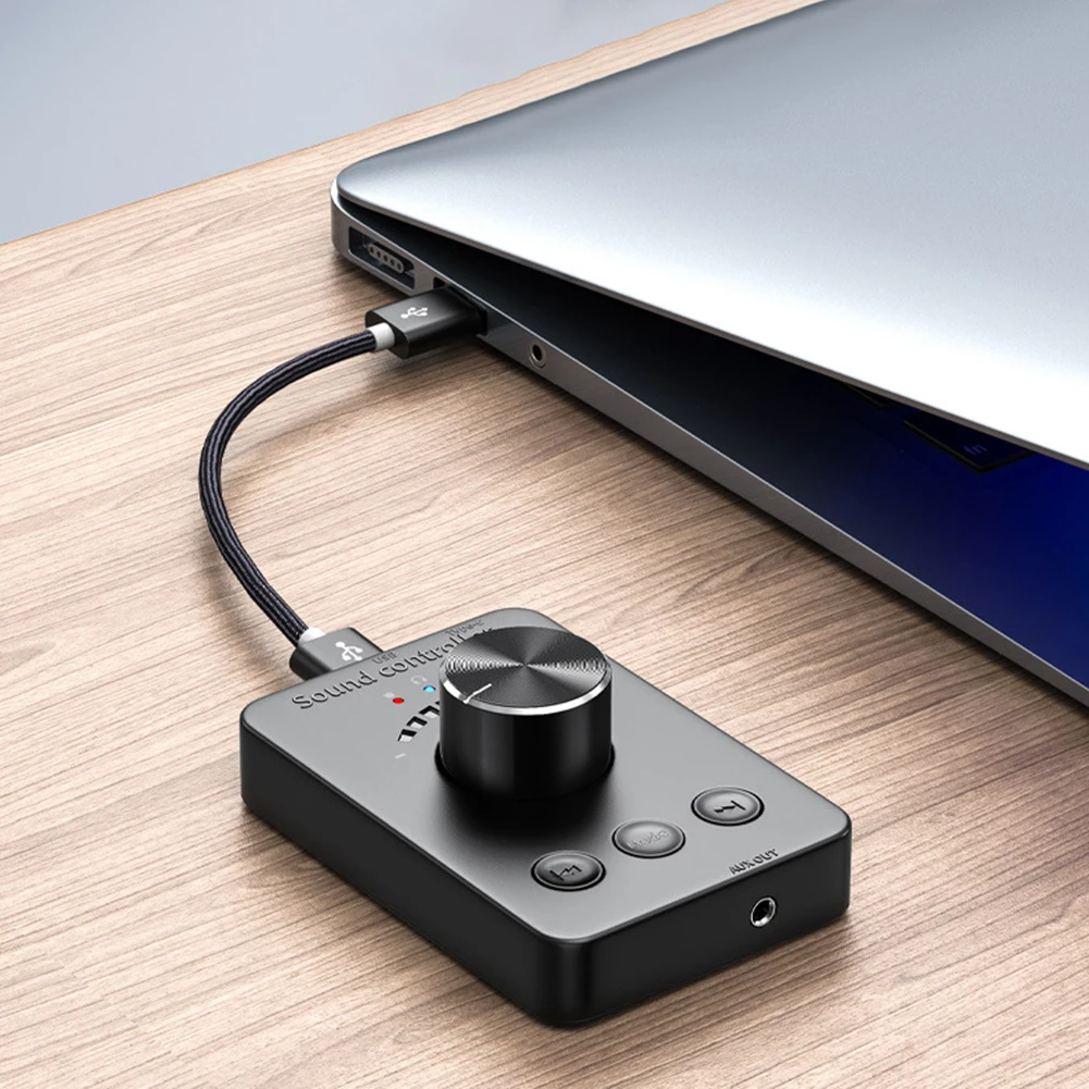 USB 볼륨 조절 손잡이 멀티미디어 제어 손잡이, 3.5mm AUX Bluetooth-Compatible5.1 PC 사운드 제어, 재생, 일시 정지, 뒤로가기