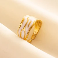 White Drip Oil Real Gold Plated Star Heart Eye Ring Open Adjustable Vintage Stainless Steel Rings For Women Men Jewelry Birthday 5