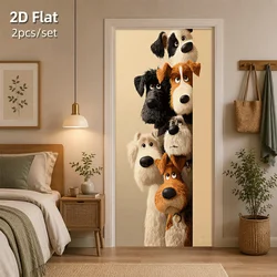 Adorable Cartoon Dog Door and Wall Sticker - Creative 2D Animal Decoration - 38.5x200cmx2 (MULTI)