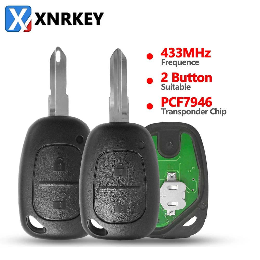 

XNRKEY Car Remote Key PCF7947 Chip 433MHZ for Renault VIVARO MOVANO TRAFFIC MASTER KANGOO PCF7946 VAC102 NE73 Blade