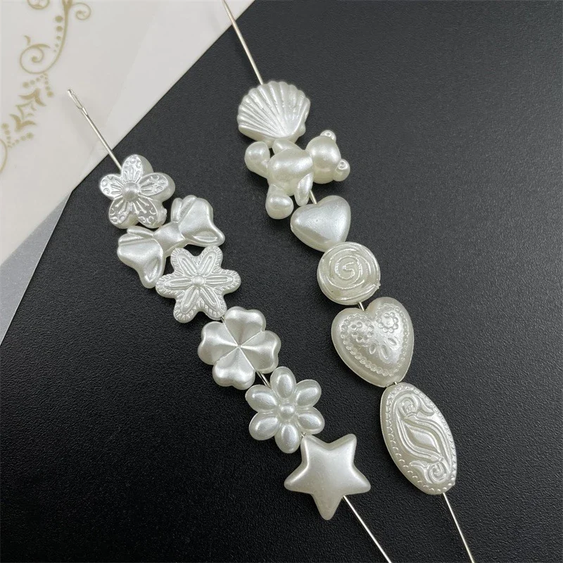 Love Heart Beads Perforated Imitation Pearls Beads For Jewelry Making Loose Spacer Beads DIY Necklace Bracelet Accessories