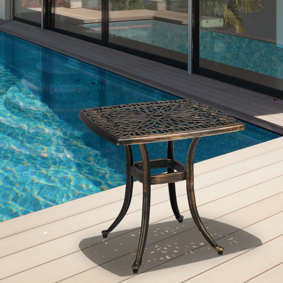 21 Inch Square Cast Aluminum Garden Table Bronze