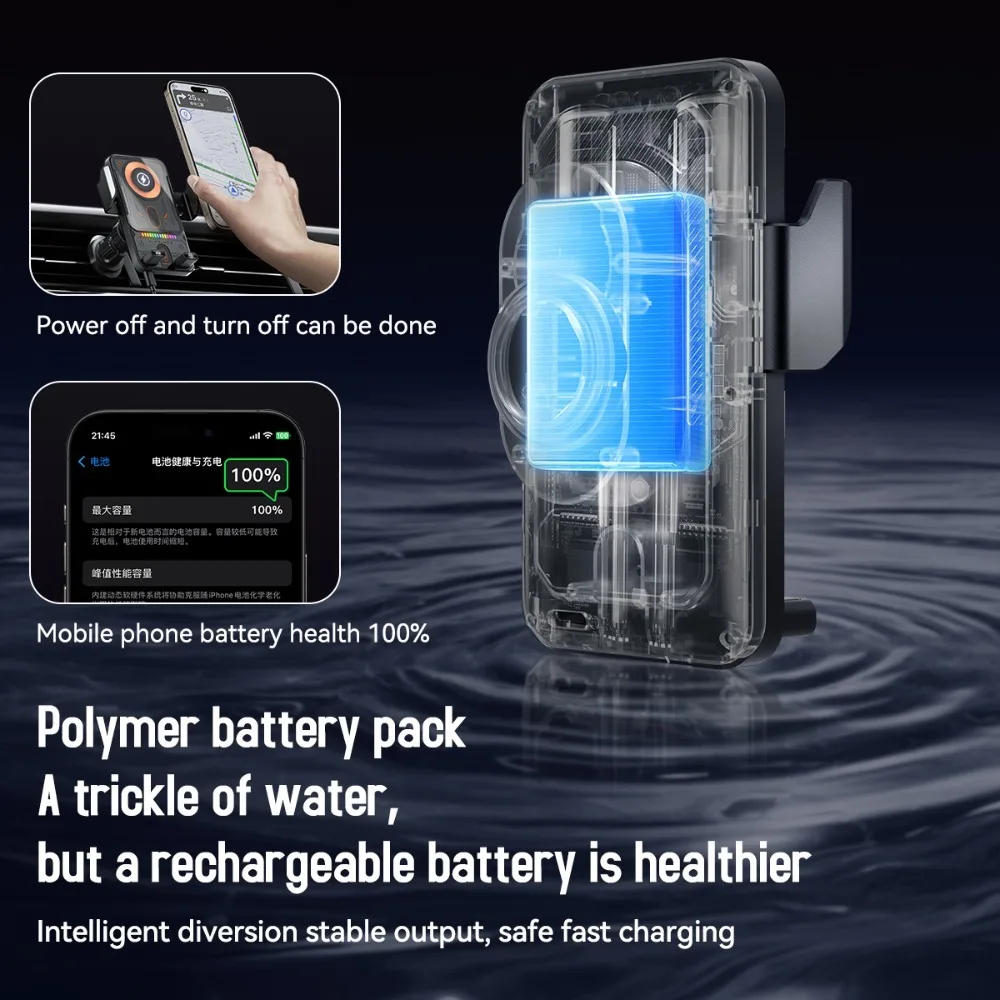 Auto Clamping 15W Wireless Car Charger with Super Fast Charging and Air Vent Phone Holder