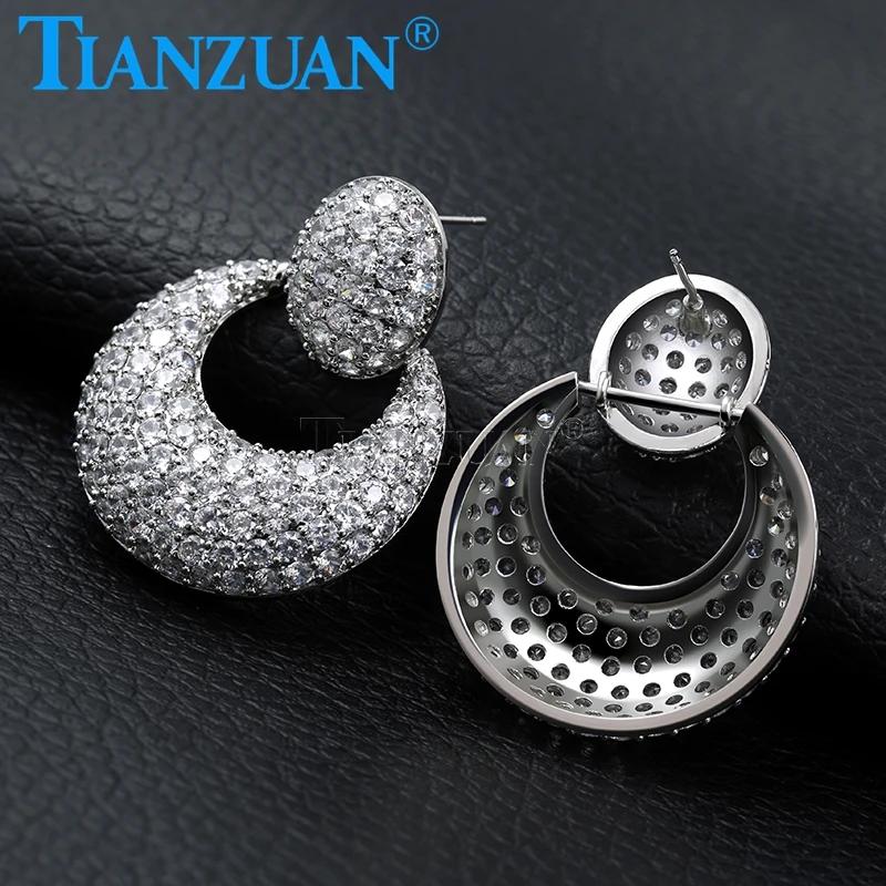 New Trendy Moon Dangle Earrings 925 Sterling Silver For Women Temperament moissanite Earring Girl Party Gift Fine Jewelry