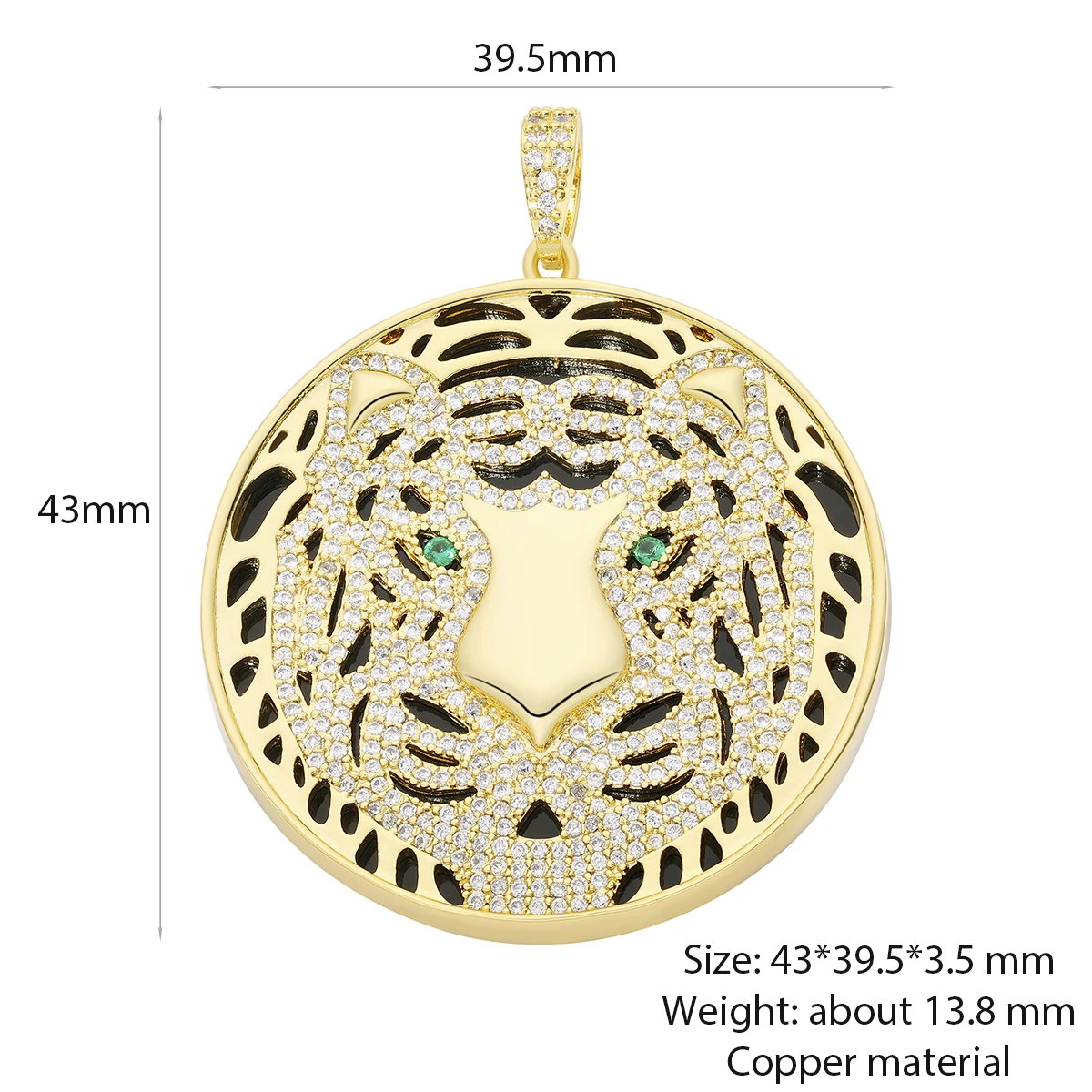 Luxury Animal Tiger Pendant Charm 18k Gold Plated Tiger Head