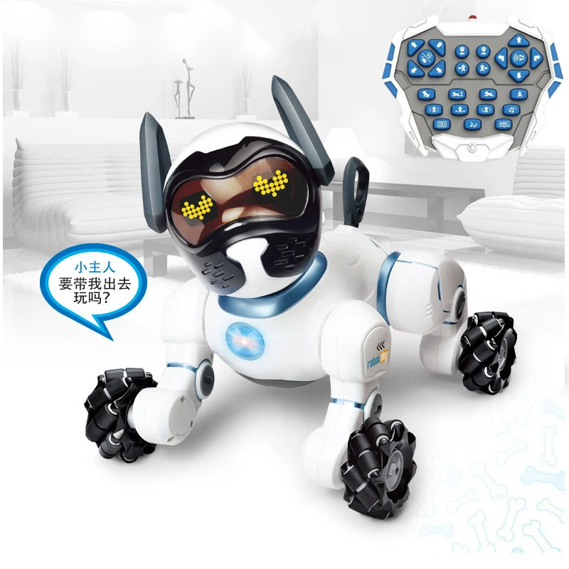 Cane Robot Interattivo Rc Animale Elettronico Programmabile Cucciolo Canta Canzone Musica Telecomando Giocattolo Per Animali Carica Usb Regalo Di Comp