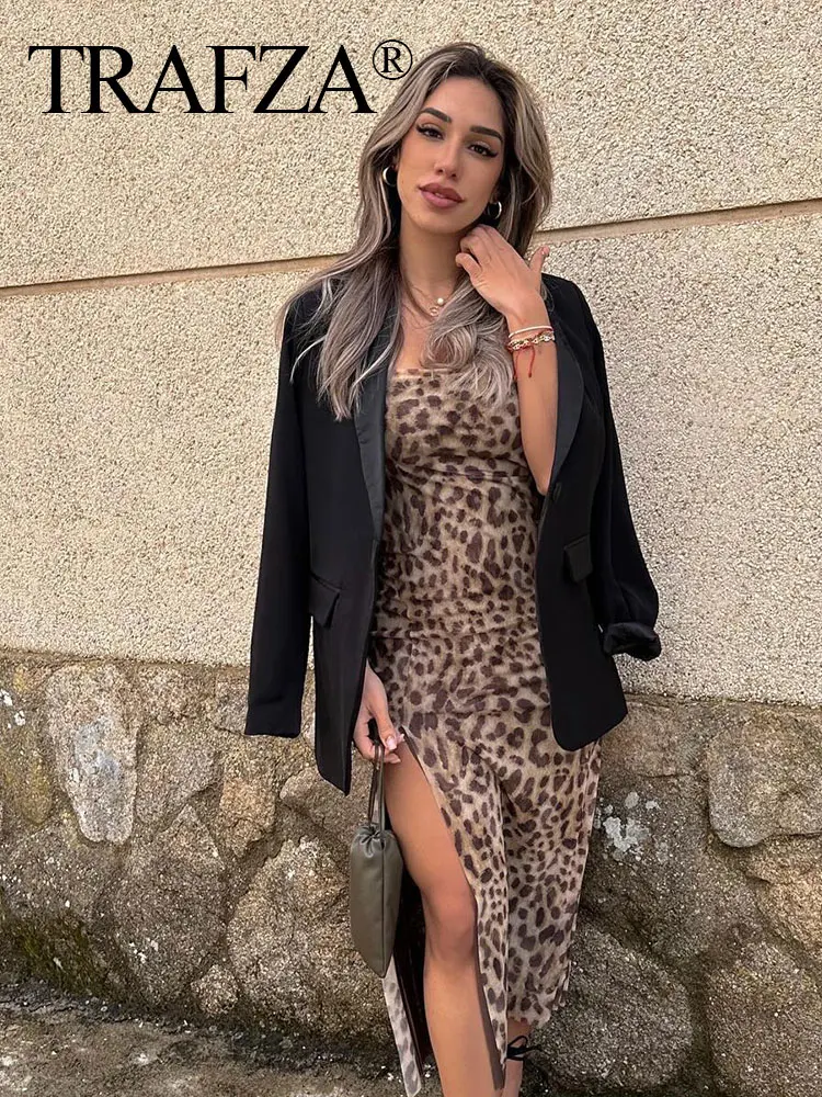 HH Women Fashion Strapless Dress Summer Floral Print Tulle Midi Dresses For Women Chic Ladies Sexy Slim Leopard Dress