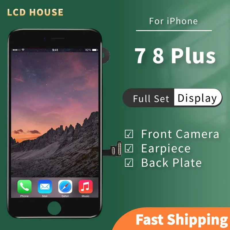 Полный комплект экрана для iPhone 7 8 Plus 7P 8 P, сменный ЖК-дисплей в сборе, сенсорный дигитайзер + фронтальная камера A1778 A1784