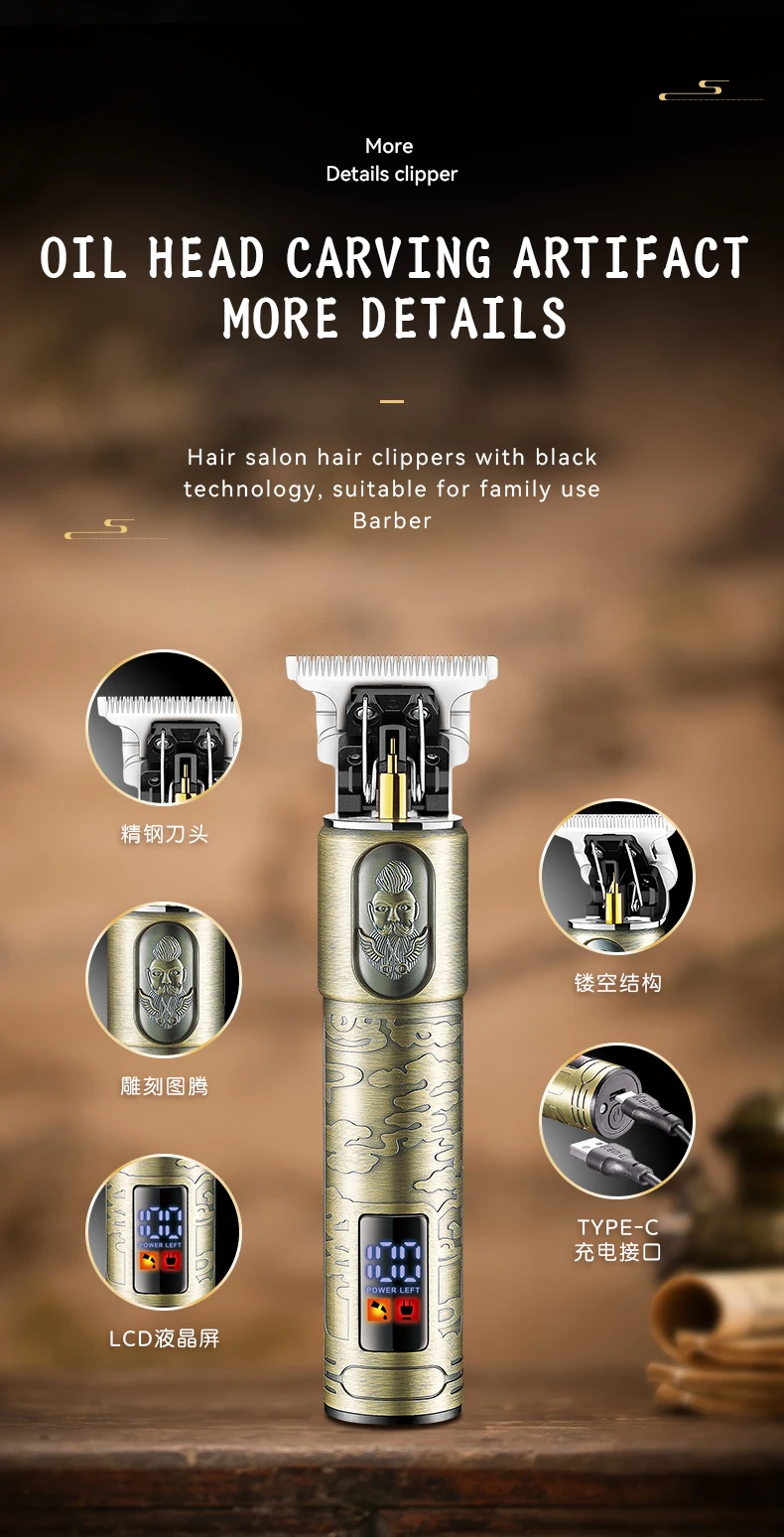 Description Picture 6 of itemKemei Professional Barber Hair Trimmer Zero Gapped T-Blade Edgers Hair Clipper USB IPX7 Waterproof Hair Cutting Machine for Men