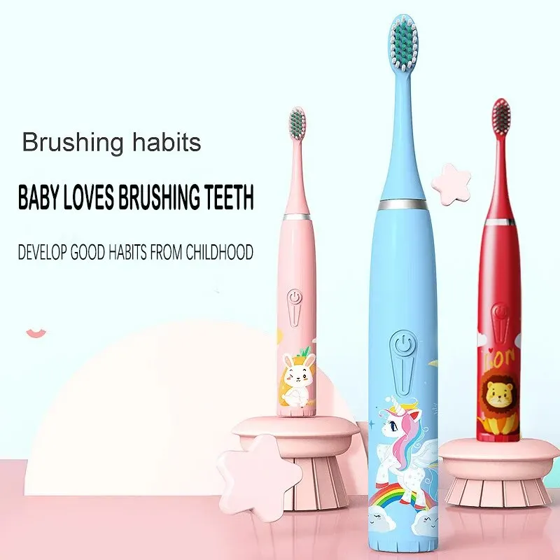 C6-Children's Electric Toothbrush Colorful Cartoon Animal Series Soft-Bristled