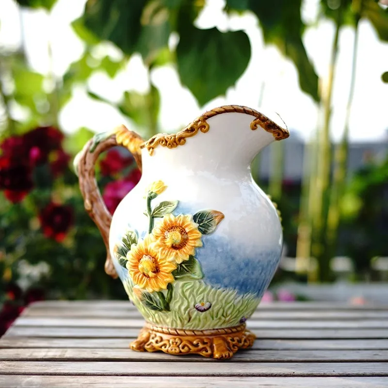 Large flower vase ceramic sunflower modern fashion European hydroponic porch home desktop bedside living room 4