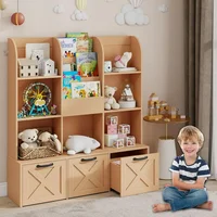 Children's Book Storage Rack, 3-Layer Kids Bookcase with 7 Storage Cabinets, Drawers Toy Cabinet, Children's Book Display Rack 1