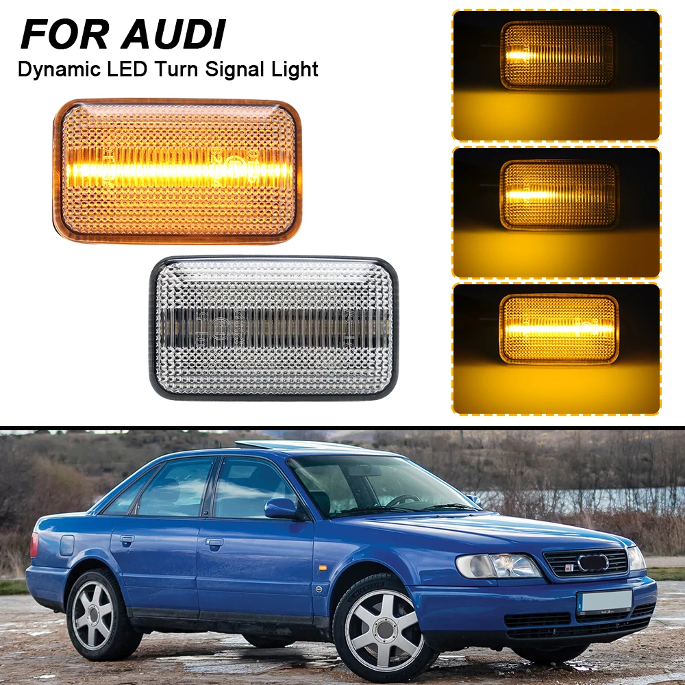 

LED Dynamic Side Marker Blinker Lights 2PCS Turn Signal Indicator Lamps For Audi 80 90 100 200 4000 A6 V8 Coupe B2 B3 Cabriolet