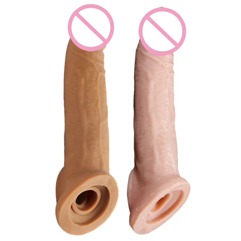 21Cm Enlargement Penis Extender Sleeve Reuseable Condom Delay Ejaculation Sex Toys For Men Intimate Goods