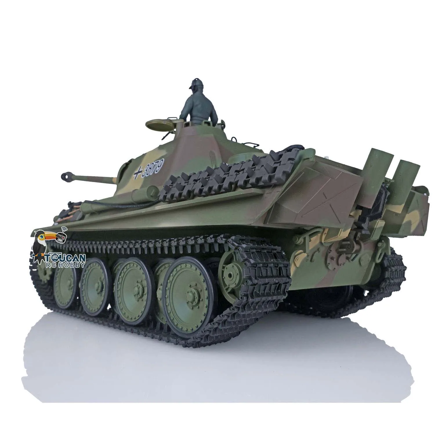 Henglong 1/16 7.0 Plastic Panther G RC Tank 3879 FPV 360 Turret Rotating Steel Gearbox Infrared Battle TH17487-SMT7 3