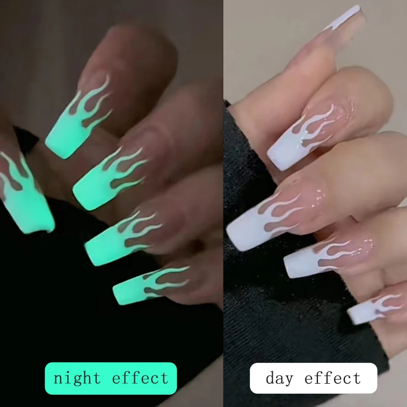 다크 그린 발광 네일 글리터 파우더, 오렌지 네온 안료, 먼지 형광 발광 매니큐어 장식, 6 병