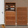 Modern 10-Tier Shoe Storage Cabinet, Bamboo Material, Flip-Up Doors, Raised Bottom, Space-Saving Design 1