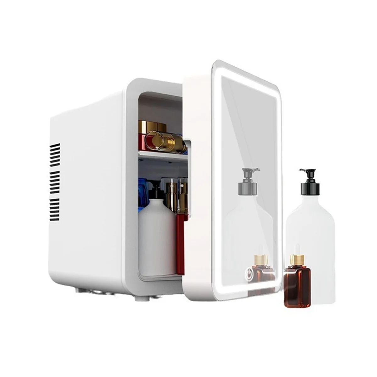Makeup Fridge with LED Light Mirror 4L Mini Fridge for Bedroom Car Small Refrigerator for Cosmetics, Skin Care US Plug