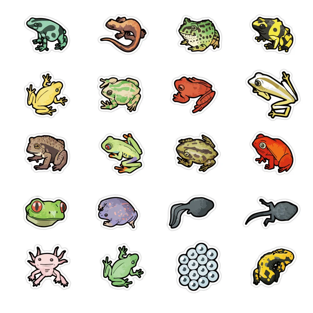 Frog Stickers| 50 Pcs | Vinyl Waterproof Stickers for Laptop,Skateboard,Water Bottles,Computer,Phone,Guitar, Frogs, Size: 2.5