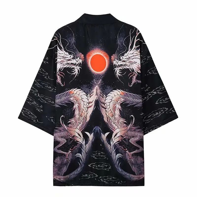 Japanese Kimono Traditional Yukata Kimono Cardigan Men Beach Thin Asian Clothes Japan Kimonos Male Fashion Casual Cardigan Shirt