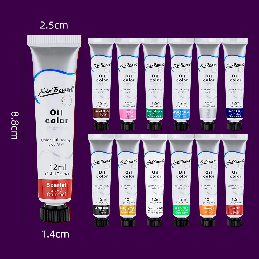 Bview Art Oil paint 12ml set of 12 colours art student sketching paints hand painted portable free painting tools