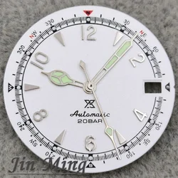 Premium Multicolor Date Watch Dial with Green Luminous Finish - Matte 28.5mm (White Silver A2)