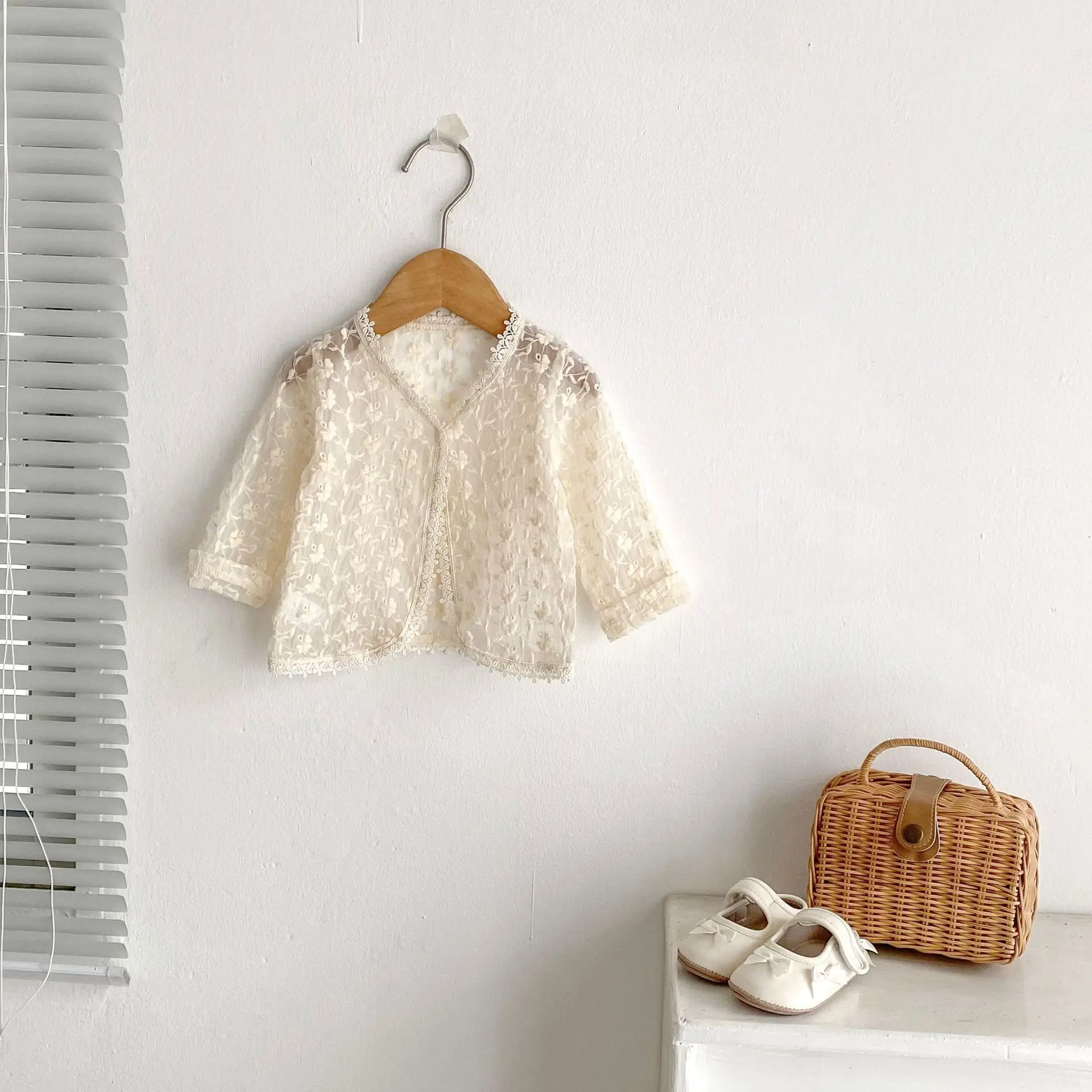 0-3T Newborn Kid Baby Girl Clothes Spring Summer Sunscreen Clothing Long Sleeve Jacket Flower Embroidery Transparent Coat