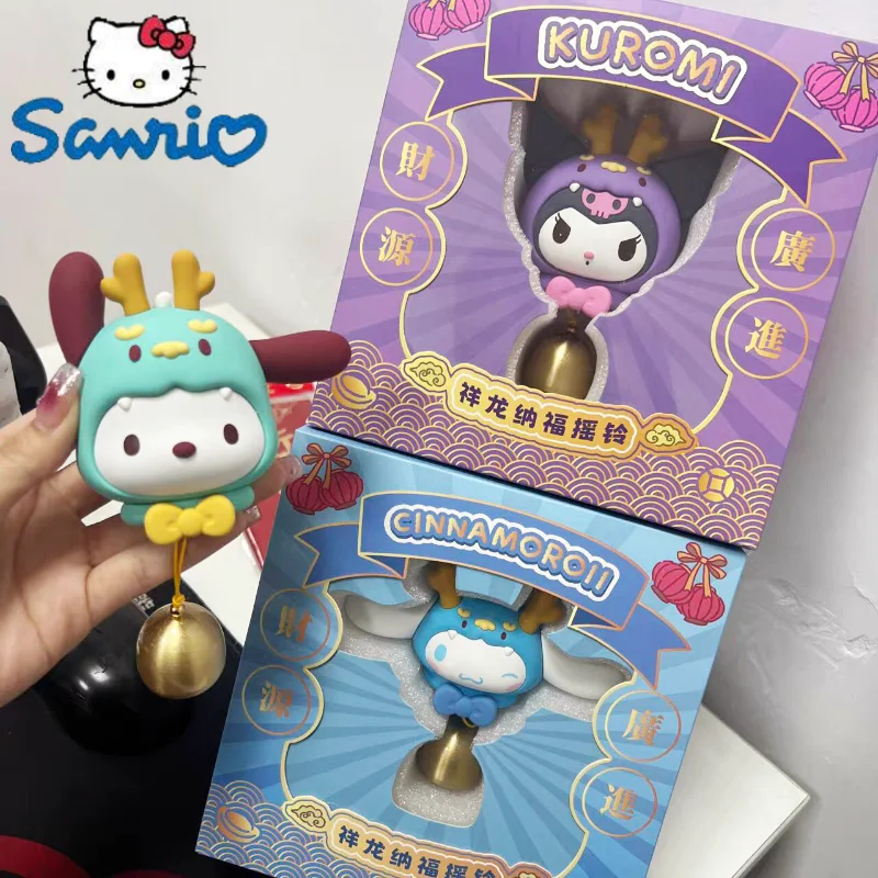 

Sanrio Новогодняя наклейка на холодильник с колокольчиком Hello Kitty Kuromi понравико фигурка аниме модель кавайная кукла подарок для девочки игрушка