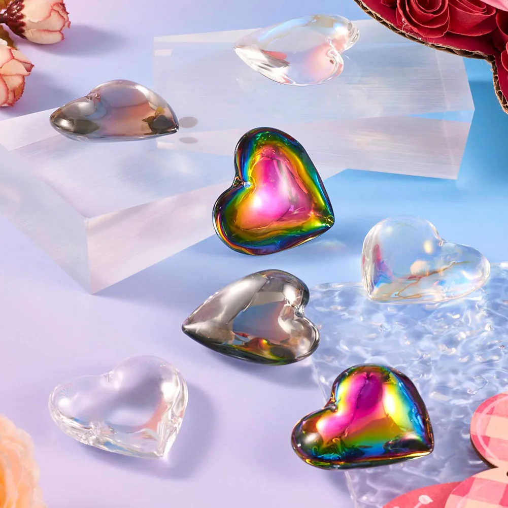 20pcs Glass Heart Pendants for necklace jewelry making DIY Necklace Crafts 42x43.5x15mm, Hole: 2mm F60