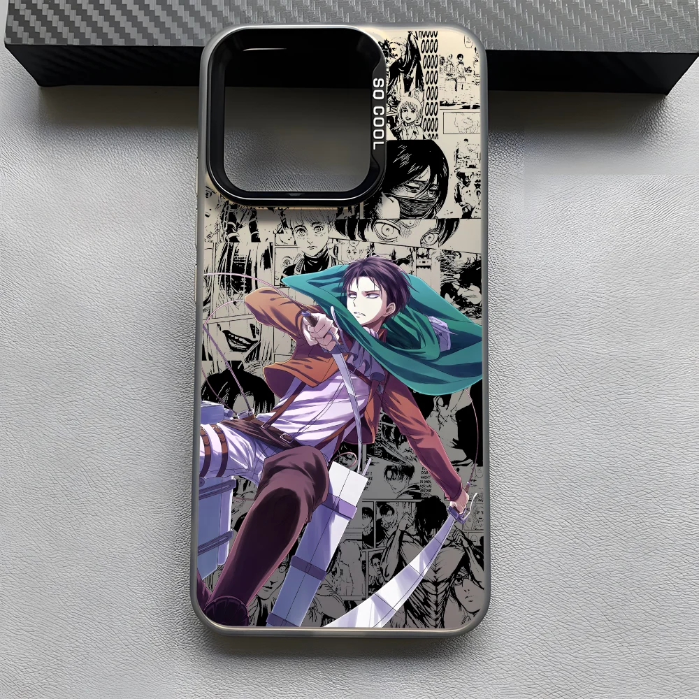Anime Levi Ackerman Black Matte Multicolor Laser Metallic Aurora Phone Case