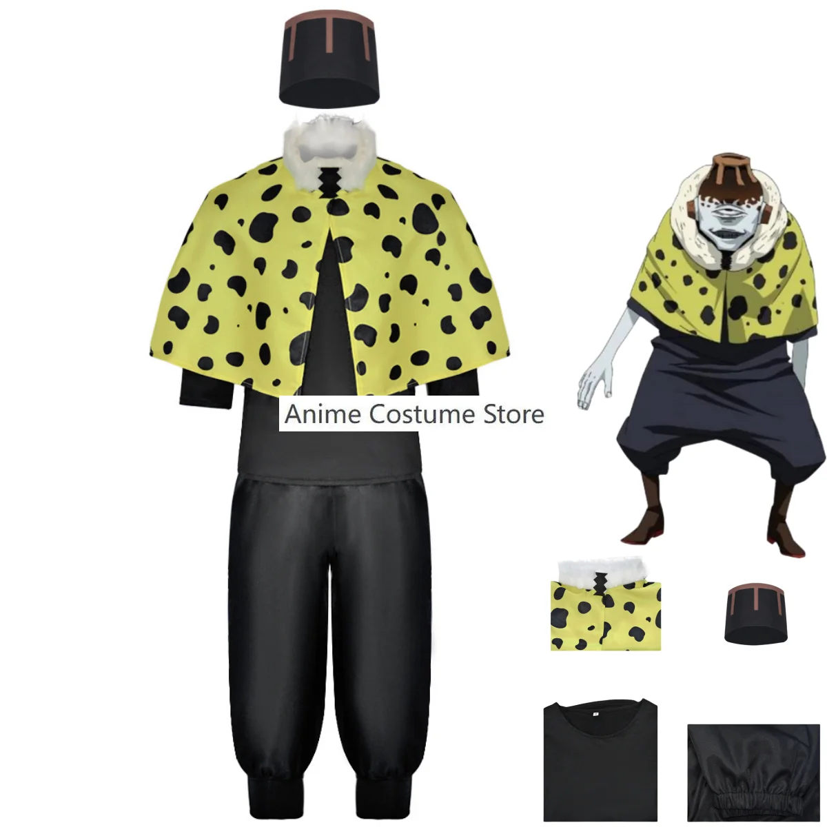 

Anime Jujutsu Kaisen Jogo Cosplay Costume Printing Green Cloak Shawl Uniform Hat Adult Man Christmas Carnival Suit