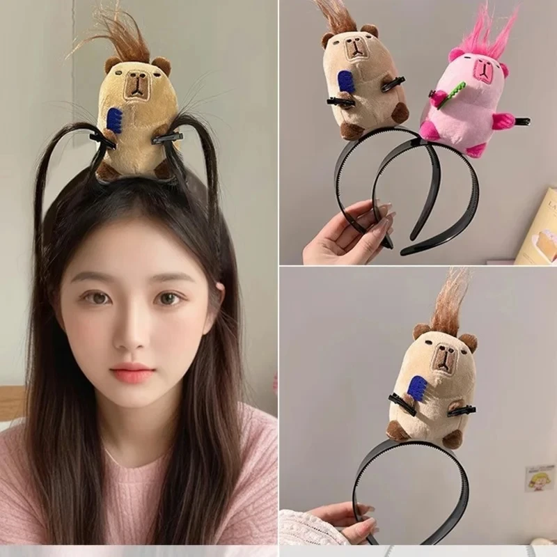 Kawaii Capybara fasce Cartoon peluche cerchio per capelli