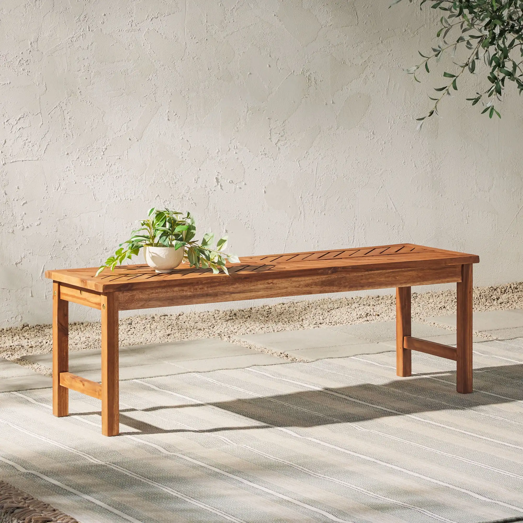 

Walker Edison Outdoor Raised Acacia Wood Bench - Brown