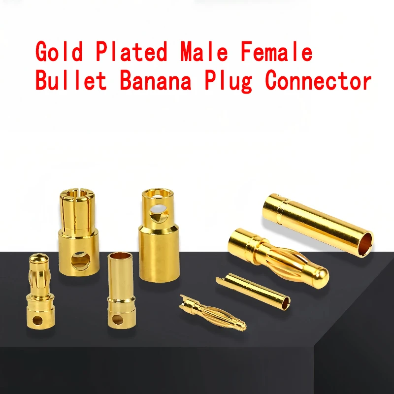 ขั้วต่อแบบหัวกลมทองคำขนาด 2.0 มม. 3.0 มม. 3.5 มม. 4.0 มม. 5.5 มม. 6.0 มม. หลายขนาด สำหรับเชื่อมต่อแบตเตอรี่ RC, ESC และมอเตอร์ 1